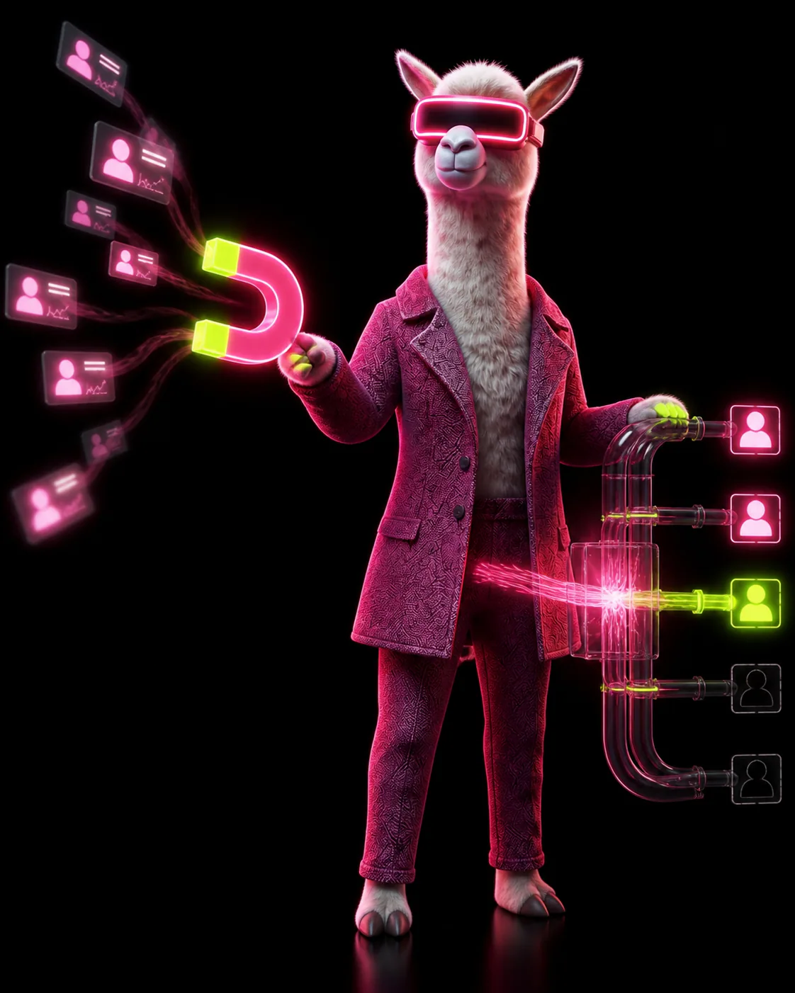 GROW · LEADFLOW SALES ENGINE represented by the Smart Scale character